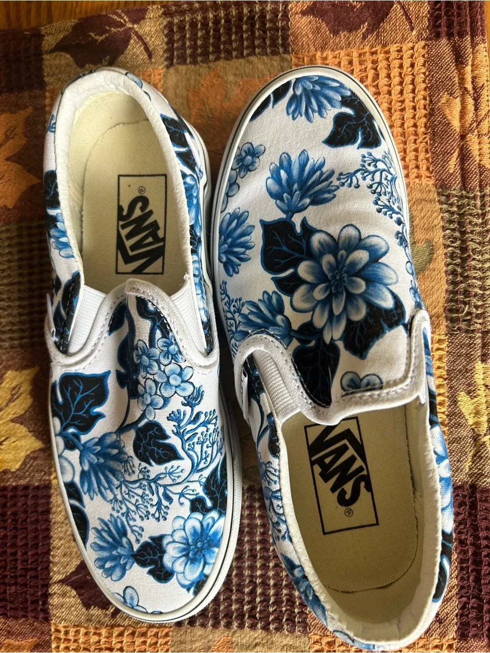 Vans Off The Wall Floral Blue Canvas Shoes - Size 5